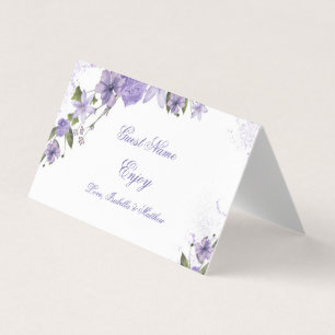 Tarjeta de colocación plegada de Boda floral púrpu