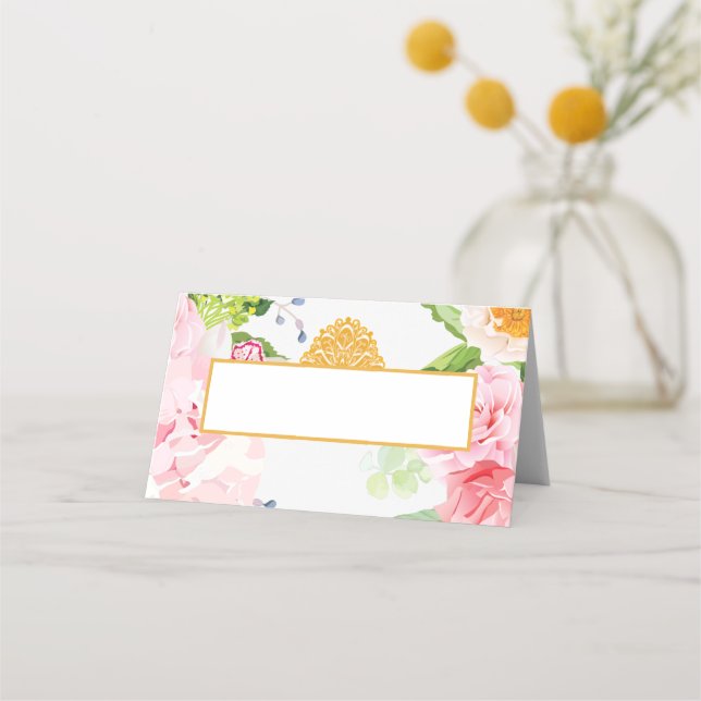 Tarjeta de colocación Quinceanera plegada de prima (Anverso)