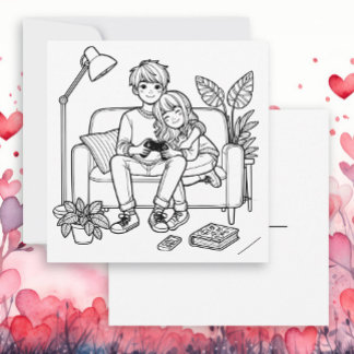 Tarjeta de color | Anime Chica Boy Gaming