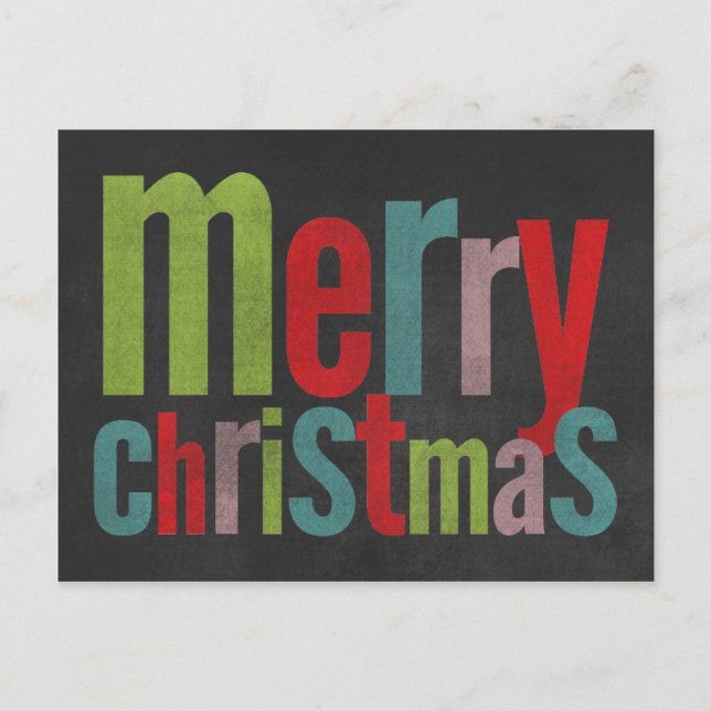 Tarjeta de color Chalkboard Merry Christmas (Anverso)