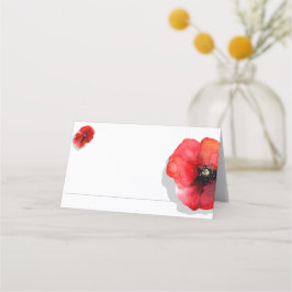 Tarjeta de color de agua de adormidera roja