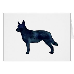 Tarjeta de color de agua negro azul heeler