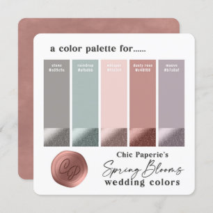 Tarjeta de color de Boda rosa y malva de primavera