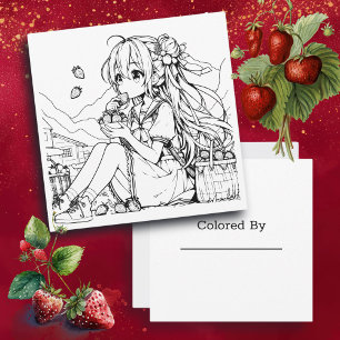 Tarjeta de color para niños   Anime Chica Strawber