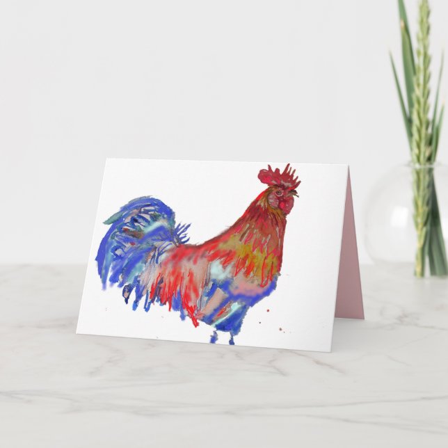 Tarjeta de color Rooster Azul y Rojo (Anverso)