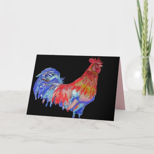 Tarjeta de color Rooster Rojo y Azul Negro (Anverso)