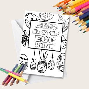 Tarjeta de coloreado de invitación a la caza de hu