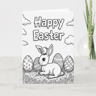 Tarjeta de colorear de conejo de primavera