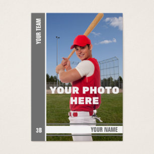 Tarjeta de comercio de béisbol de banda gris - Est
