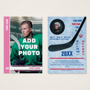 Tarjeta de comercio de hockey sobre patas rosadas 