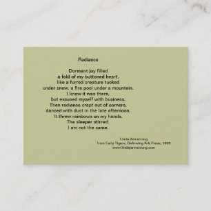 Tarjeta de comercio de la poesía de la resplandor