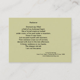 Tarjeta de comercio de la poesía de la resplandor