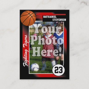 Tarjeta de comercio del baloncesto, tamaño rojo de