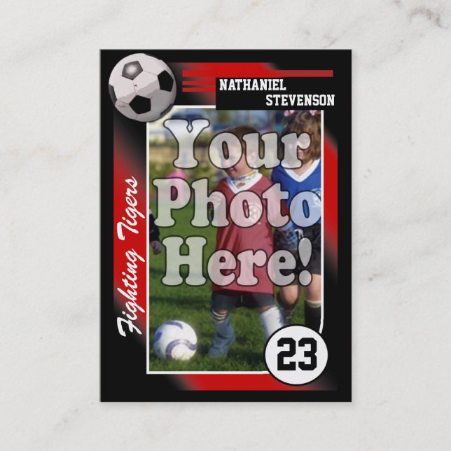 Tarjeta de comercio del fútbol, tamaño rojo de la (Anverso)