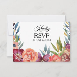 Tarjeta de comida Floral Tropical Burgundy & Rubor