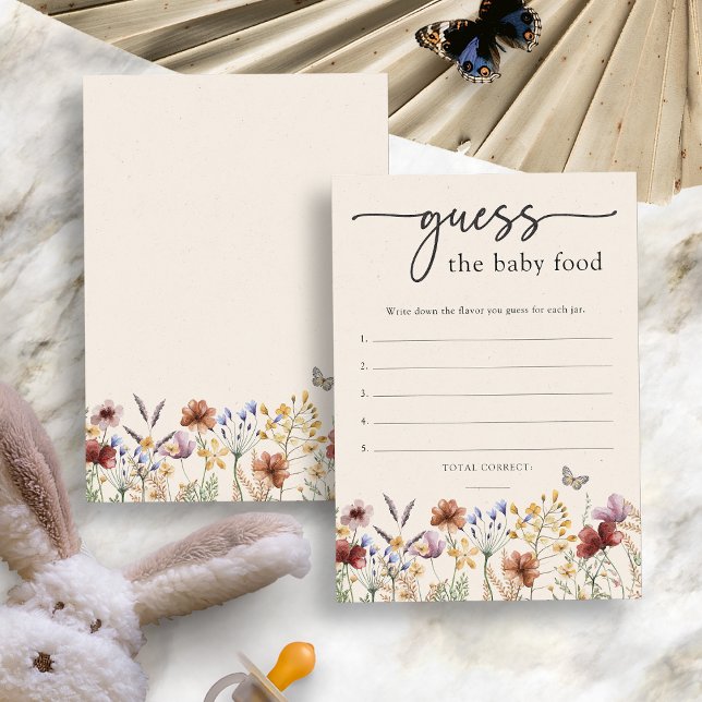 Tarjeta de Comida para Bebés Floral Guess (Boho Floral Guess The Baby Food Card by Painted Paperie
)