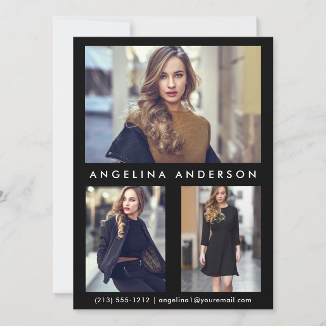Tarjeta de comp de fotografía de actor de modelo 3 (Anverso)