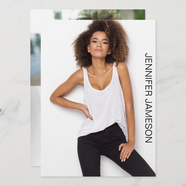 Tarjeta de Comp de Modelo Actor | 3 Fotos y Código (Anverso / Reverso)