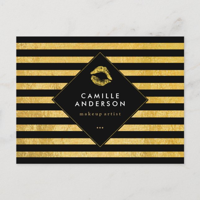 Tarjeta de comp para arte de maquillaje dorado y n (Anverso)