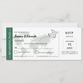 Tarjeta de compartimento verde para boda RSVP