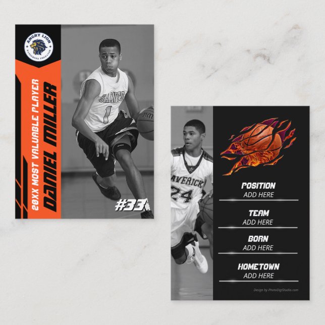 Tarjeta de compraventa de baloncesto MVP Naranja T (Anverso / Reverso)