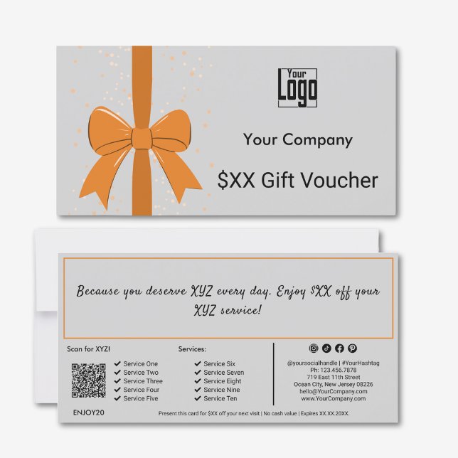 Tarjeta de comprobador de cheques QR para pequeñas (Small Business QR Code Note Gift Voucher Card)