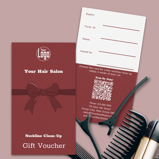 Tarjeta de comprobador de limpieza simple en el cu (Simple Neckline Clean-Up Voucher Card, Smoky-Topaz & White, Ribbon)
