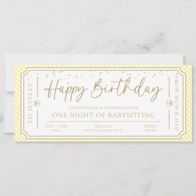 Tarjeta de comprobador de regalo de cumpleaños par (Anverso)