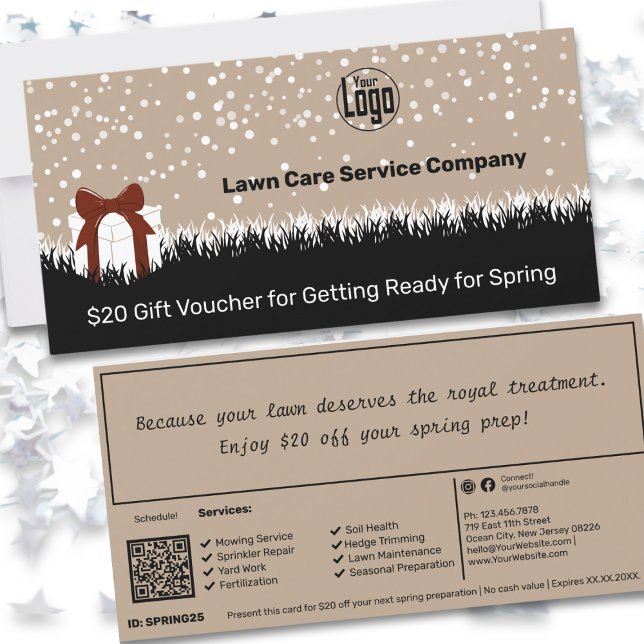Tarjeta de comprobador de regalo para Navidades de (Garden Maintenance Christmas Gift Voucher Card)