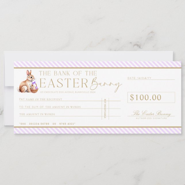 Tarjeta de comprobador Lilac Purple Easter Check (Anverso)