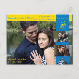 Tarjeta de compromiso azul amarillo