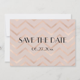 Tarjeta de compromiso Chevron Rose Gold de boda