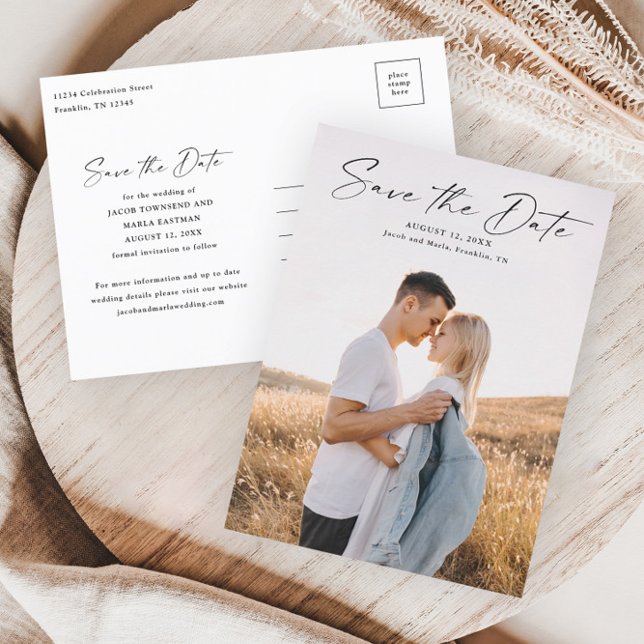 Tarjeta de compromiso con foto y letra moderna (Subido por el creador)