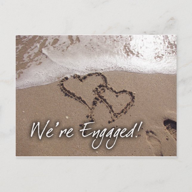 Tarjeta de compromiso de amor en la playa (Anverso)
