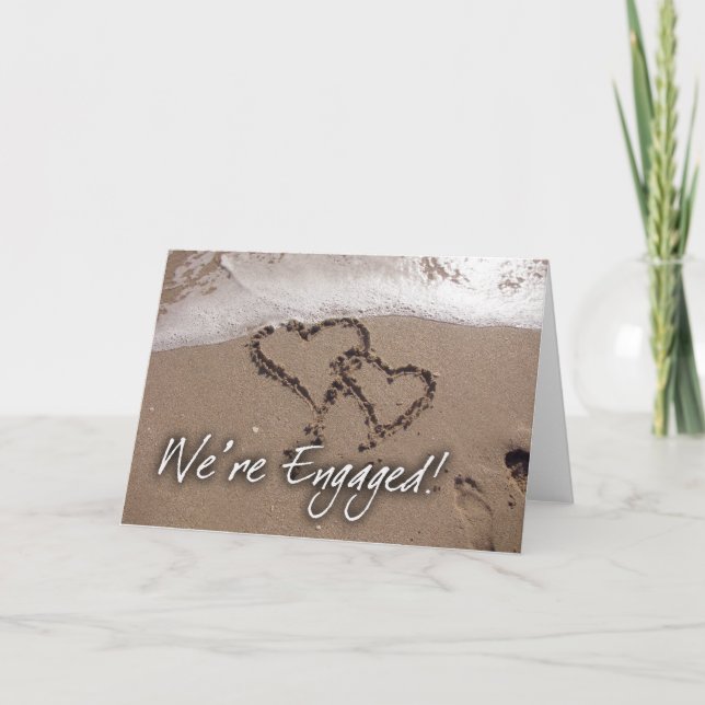 Tarjeta de compromiso de amor en la playa (Anverso)