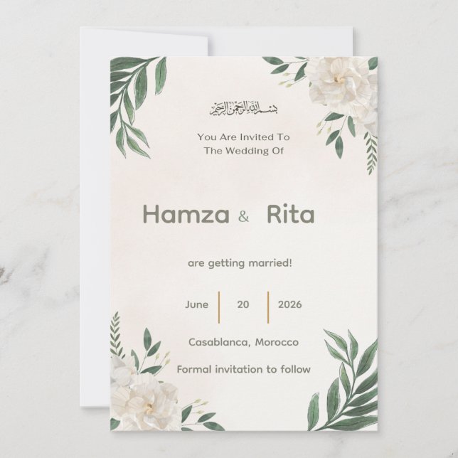 Tarjeta de compromiso de boda (Anverso)