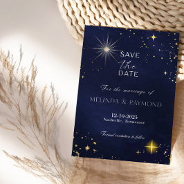 Tarjeta de compromiso de boda Blue Galaxy Star