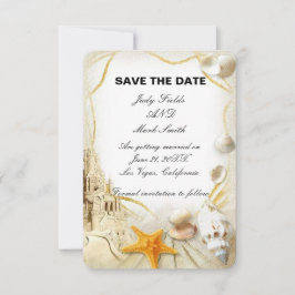 Tarjeta de compromiso de boda Castillo de Arena de