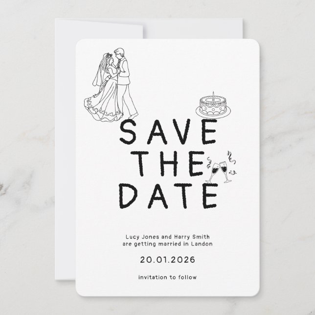 Tarjeta de compromiso de boda con elegante letra c (Anverso)