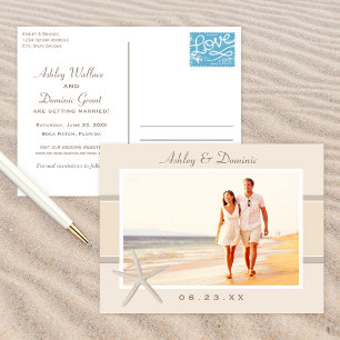 Tarjeta de compromiso de boda con estrella de mar 