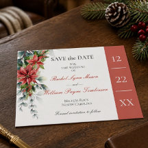 Tarjeta de compromiso de boda con flor de pascua p