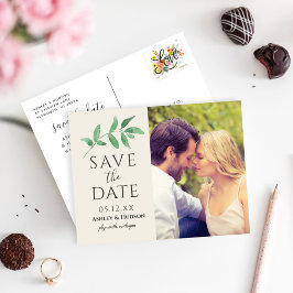 Tarjeta de compromiso de boda con foto de vegetaci