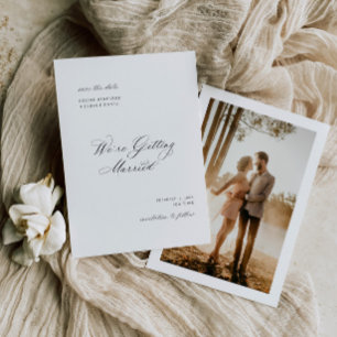 Tarjeta de compromiso de boda con foto formal para