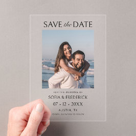 Tarjeta de compromiso de boda con foto minimalista