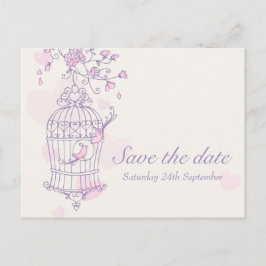 Tarjeta de compromiso de boda con jaula de pájaro 