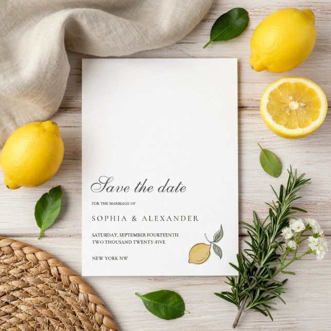 Tarjeta de compromiso de boda con limón Save the D (Subido por el creador)