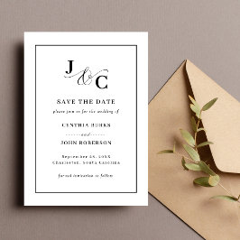 Tarjeta de compromiso de boda con monograma y ampe