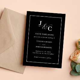 Tarjeta de compromiso de boda con monograma y ampe