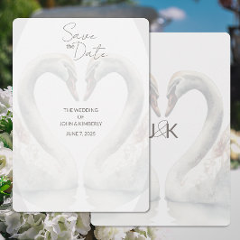 Tarjeta de compromiso de boda de cisne romántico
