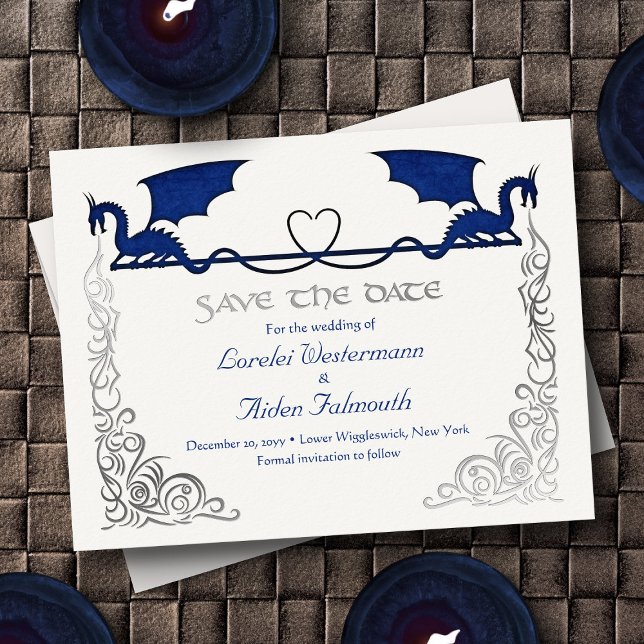 Tarjeta de compromiso de boda de dragón azul de fa (Subido por el creador)